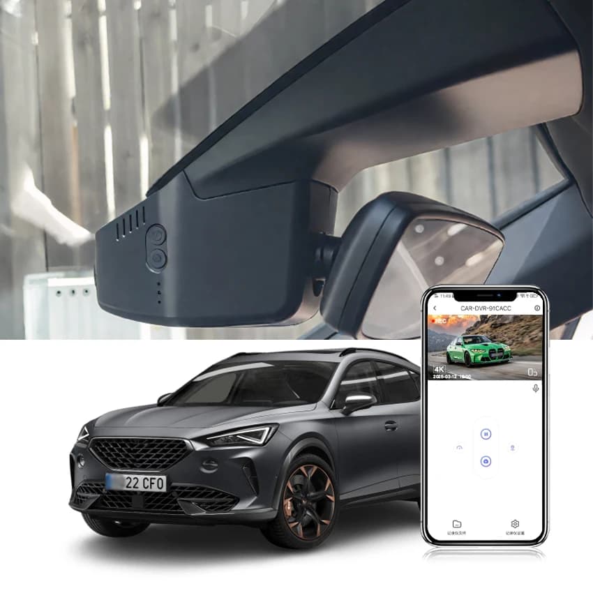 Dash Cam 4K per Cupra Formentor (2021-2025, registratore DVR per auto Wi-Fi con visione notturna, registrazione in loop, stile OEM