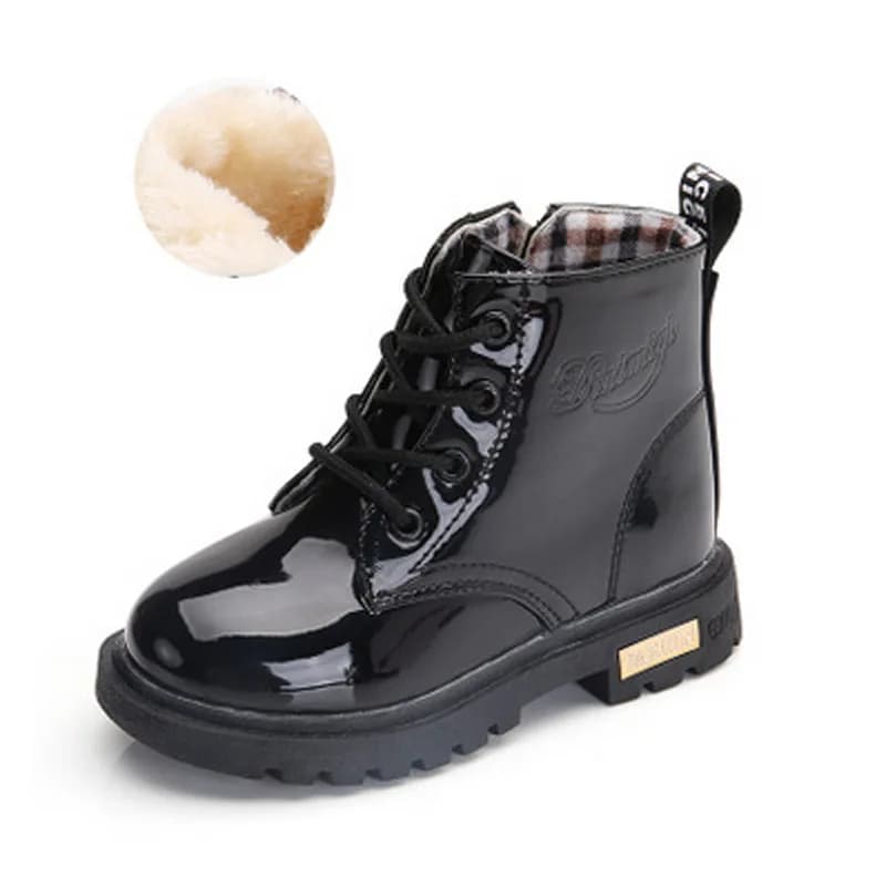 Winter Boots for Kids Hot Shoes Patent Leather Boots Waterproof Kids Shoes Newborn Kids Boys Rubber Shoes Snow Boots