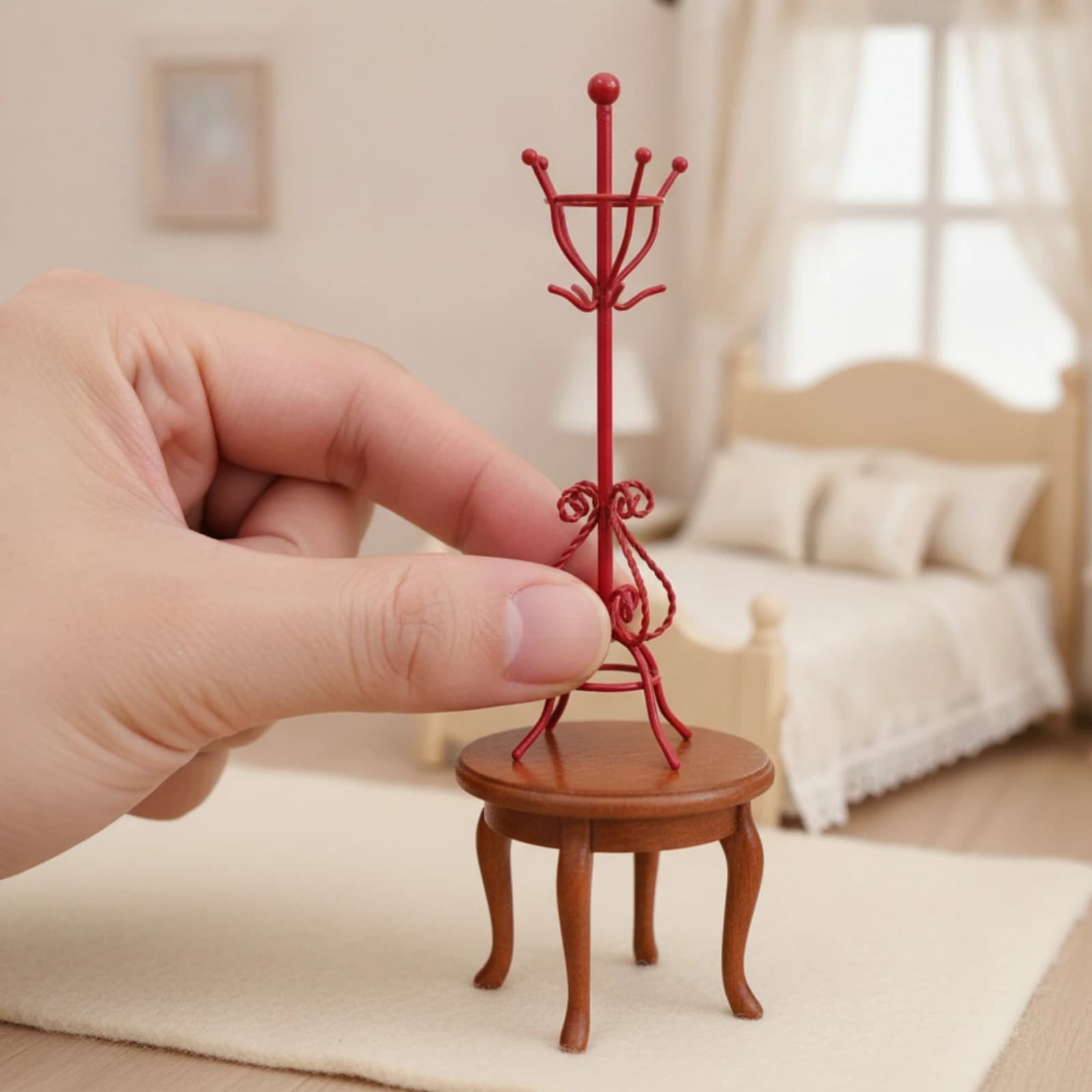 Miniature Coat Rack Ornate Dollhouse Coat Stand Miniature Clothes Hanger Vintage Furniture Elegant for Miniaturists