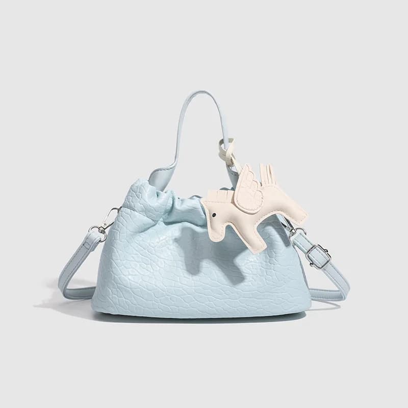 2026 Fashion Ladies Handbag Yellow Blue Pu Drawstring Bucket Bag For Women Party Small Tote Handbag Strap Shoulder Bag Crossbody