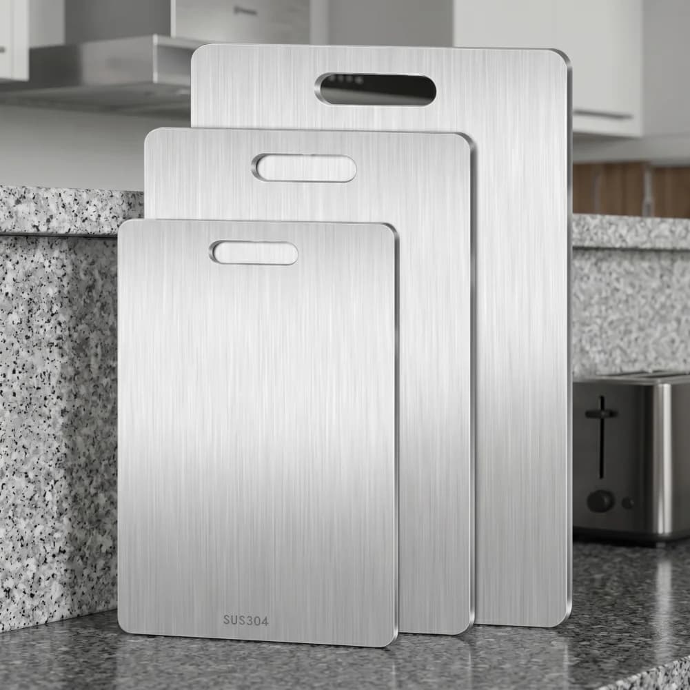 Tagliere per Verdure in Acciaio Inossidabile, Tagliere a Doppia Faccia Antibatterico e Inodore