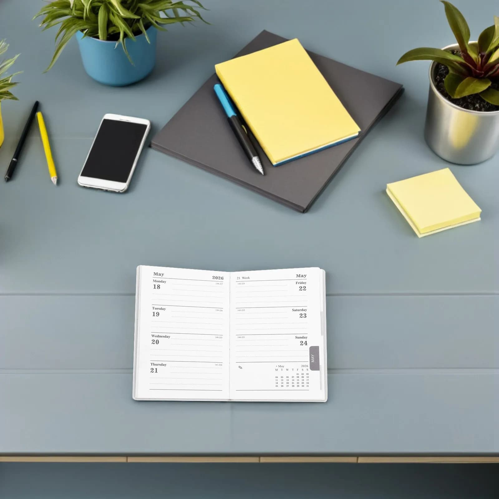 Agenda Compatta Formato A7 2026 in Inglese, Pianificatore Giornaliero, Settimanale e Mensile Tascabile per Borsa, Portatile per Affari e Studenti