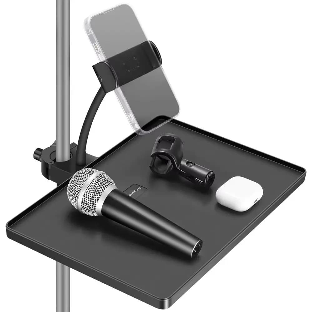Portable Universal Microphone Stand Adjustable Clamp Tripod Bracket Holder Clamp Sound Card Tray for Live Streaming