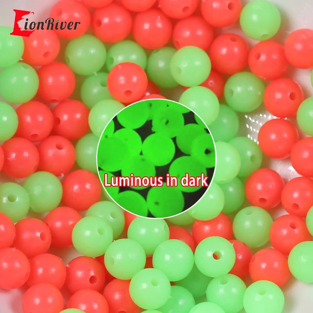 LIONRIVER Perline morbide/dure Tappo Luminoso Rotondo Spazio da pesca Palla Fagioli Impianto di gomma Richiamo Notte Accessori per la pesca in acqua salata