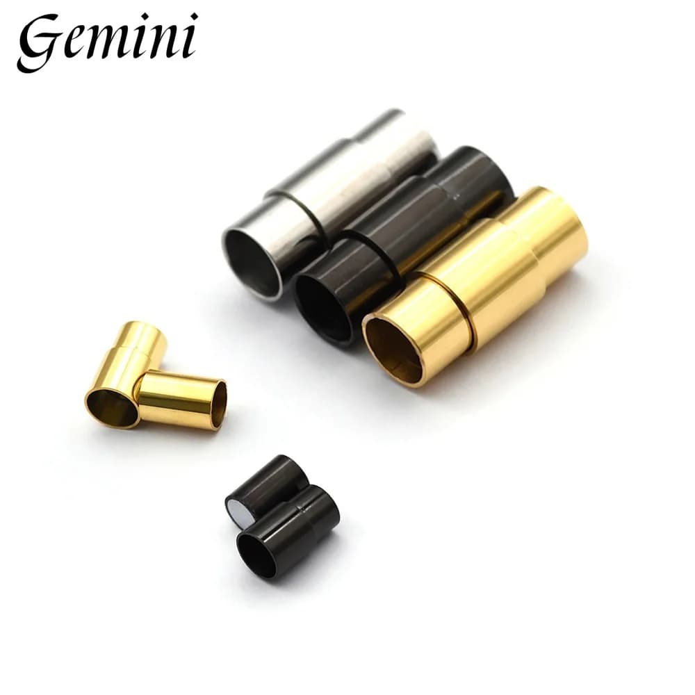 10 fermagli con fibbia in pizzo da 6 mm per bracciale in cordoncino di cuoio lucido a specchio, accessori per la creazione di gioielli, chiusura magnetica in acciaio inossidabile