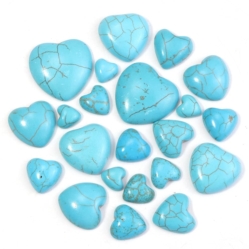 10 pz/lotto Naturale Turchese Cabochon Perline 10 12 14 16 18 20mm a Forma di Cuore Blu Perline di Pietra Per Gioielli FAI DA TE Che Fanno Anello Pendenti