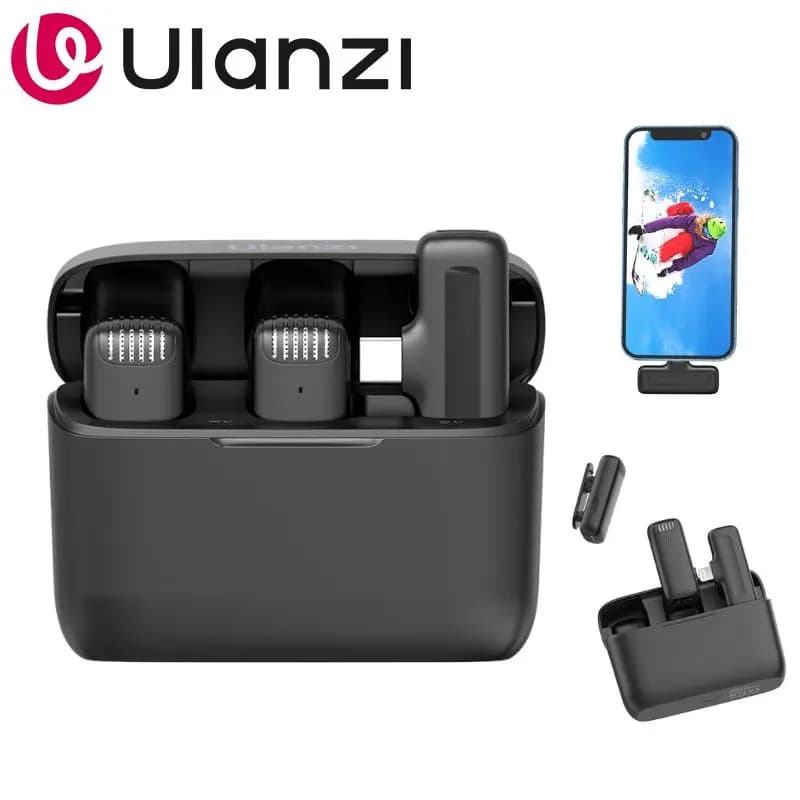 Sistema Microfonico Lavalier Wireless Ulanzi J12 Plug and Play con Trasmissione a Lungo Raggio 65ft per iPhone 17/16, Ideale per Interviste e Registrazioni Video