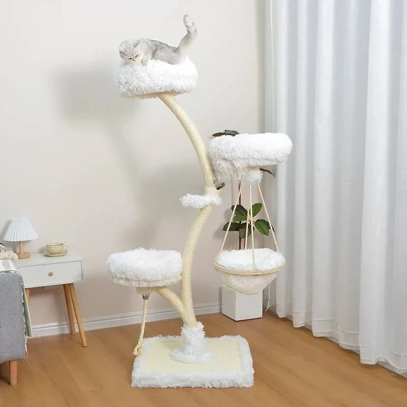 Struttura da arrampicata per gatti con fiori grandi Nido per gatti Rami di alberi per gatti integrati Prodotti per arrampicata in sisal per gatti