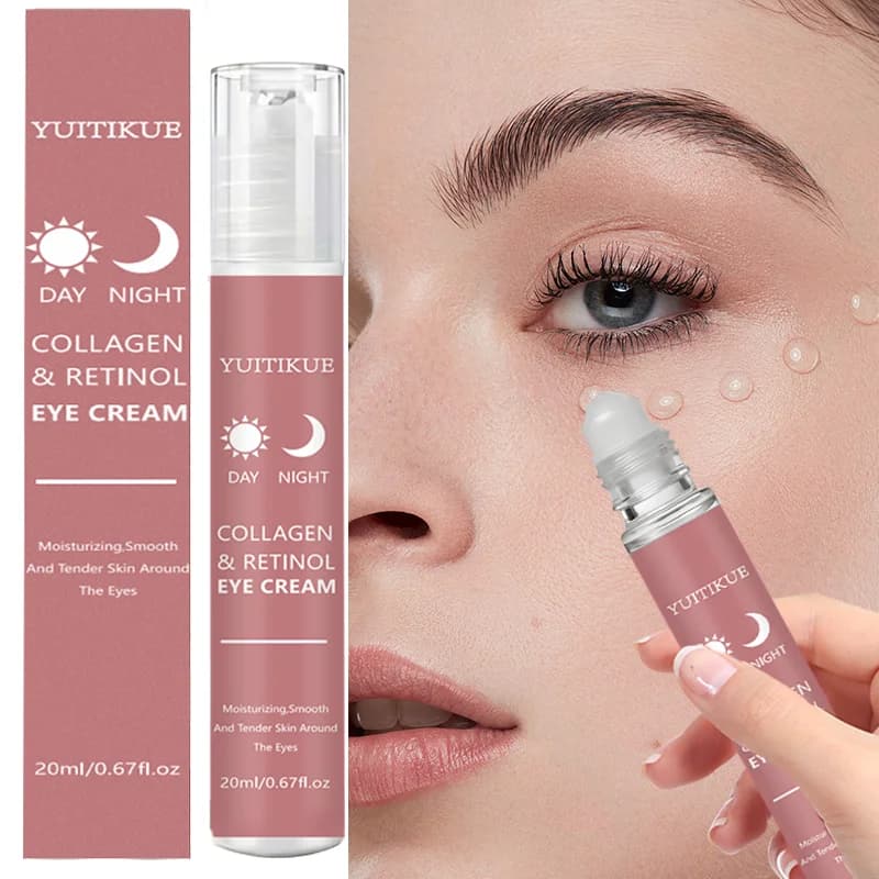 Yuitikue Crema Contorno Occhi Giorno & Notte con Collagene e Retinolo, 20ml, Idratante e Levigante per Linee Sottili e Pelle Delicata Intorno agli Occhi