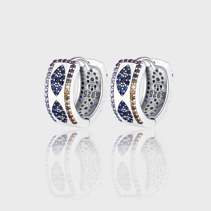 Anello a bottone in argento sterling 925 dagli occhi azzurri, lusso leggero e nicchia, orecchini larghi con diamanti pieni, gioielli da indossare ogni giorno