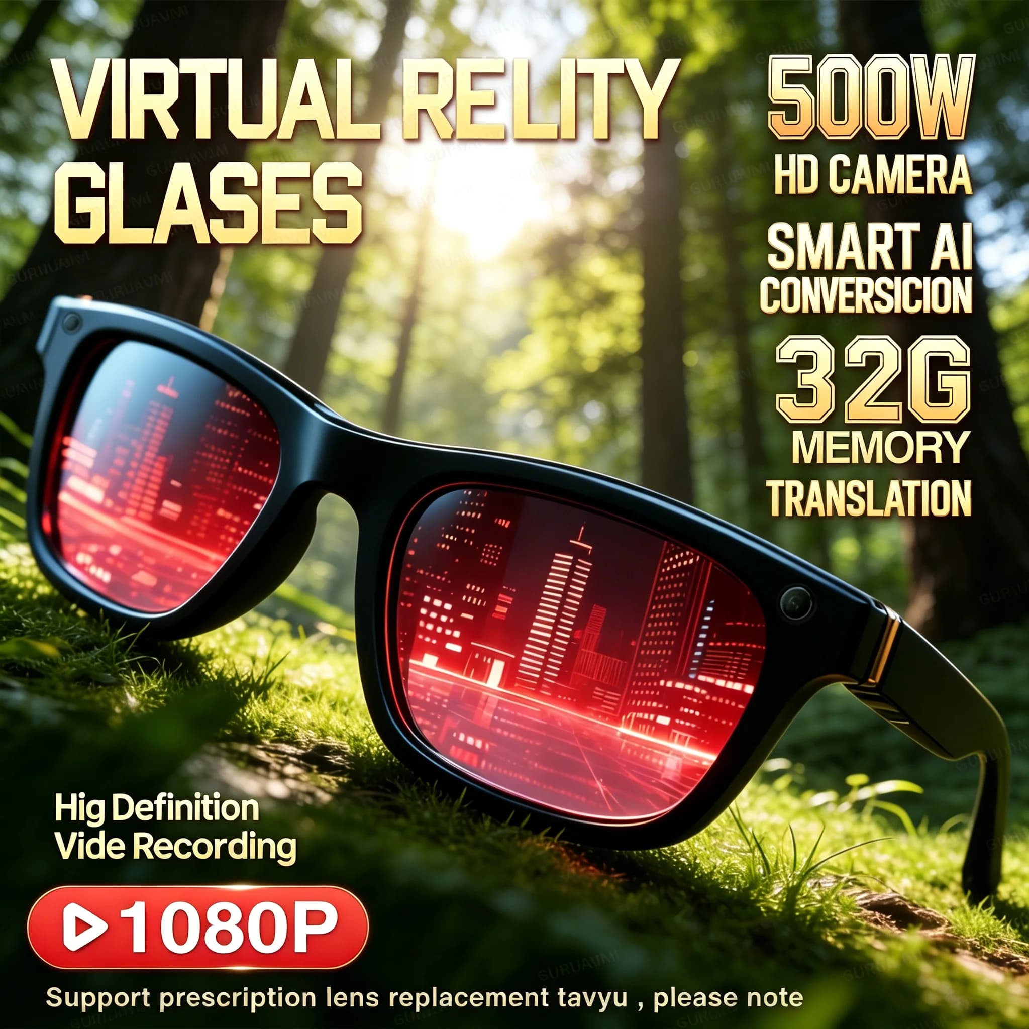 New Smart Glasses AI 2026 with 800W Camera, Outdoor Sunglasses, Wi-Fi Transfer, BT Calls, Audio Recording, Smart Headphones