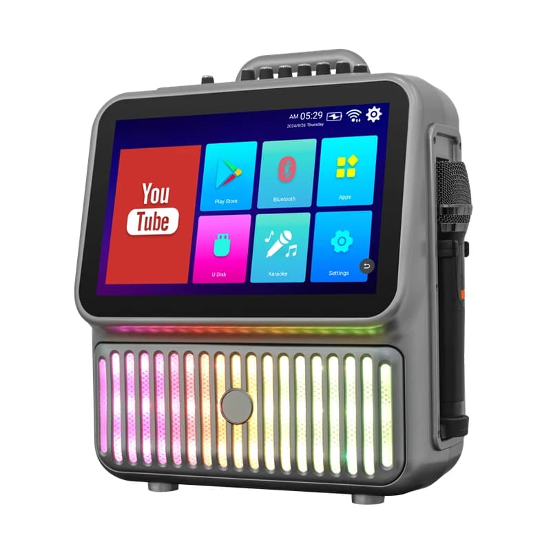 Sistema Karaoke Domestico con Altoparlante Smart WiFi Android, Woofer Professionale Bluetooth con Schermo Touch LED