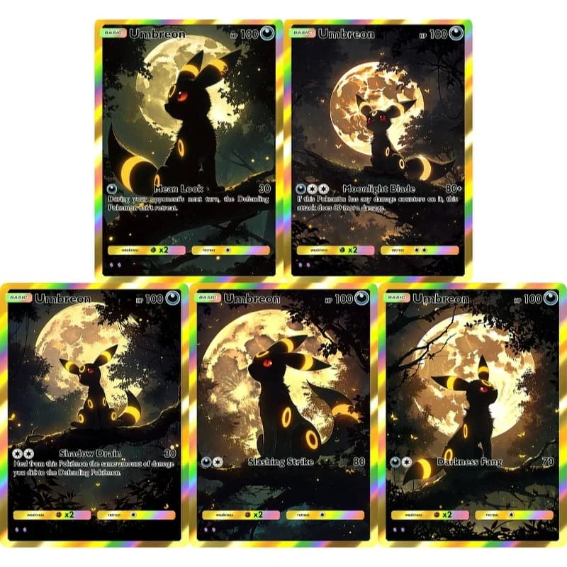 Pokemon Cards Umbreon PTCG Holographic Rare Collection Cards Mewtwo Creativity Game Anime Shining Mewtwo Pokemon Cards Gift