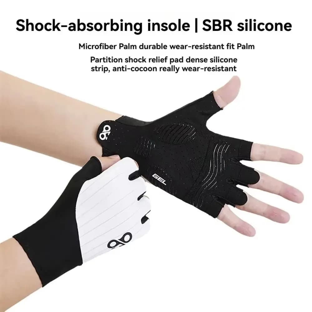 1 Pair Breathable Cycling Gloves Anti-Slip Shockproof Fitness Gloves Sweat-wicking with Wrist Band Half Finger Gloves Gym