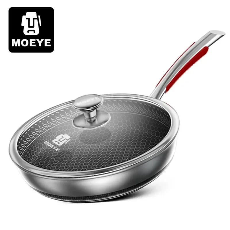 MOEYE Padella antiaderente Acciaio inossidabile antibatterico medico 316L 28/30/32 cm Cucina Padella antiaderente Padella a induzione