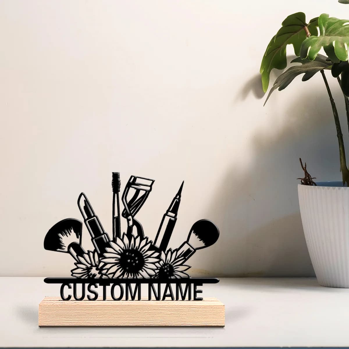 1pc Cartoon Personalized Custom cosmetics Metal Statues Desktop sculpture with wooden base suitable for pet grooming