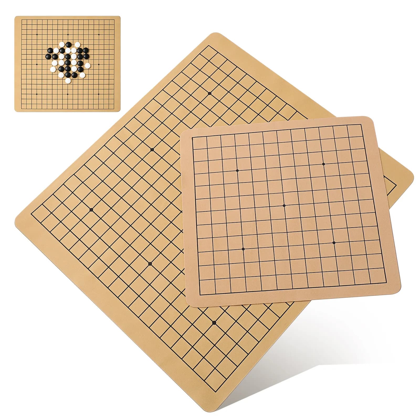 2Pcs Double-Sided Go Chess Board Folding Portable Game Set for Kids Strategy Educational Travel