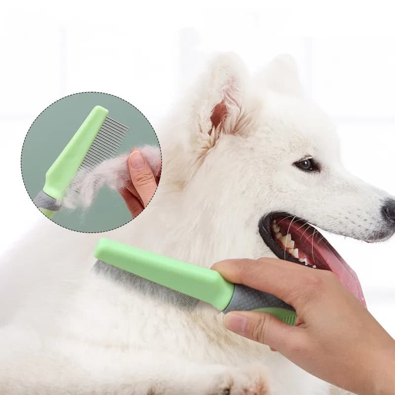Pettine per cani depilatore per animali domestici dente denso pettine per peli di gatto pettine per cani massaggio per cani spazzola per cani manico confortevole pettini per cani forniture per animali domestici