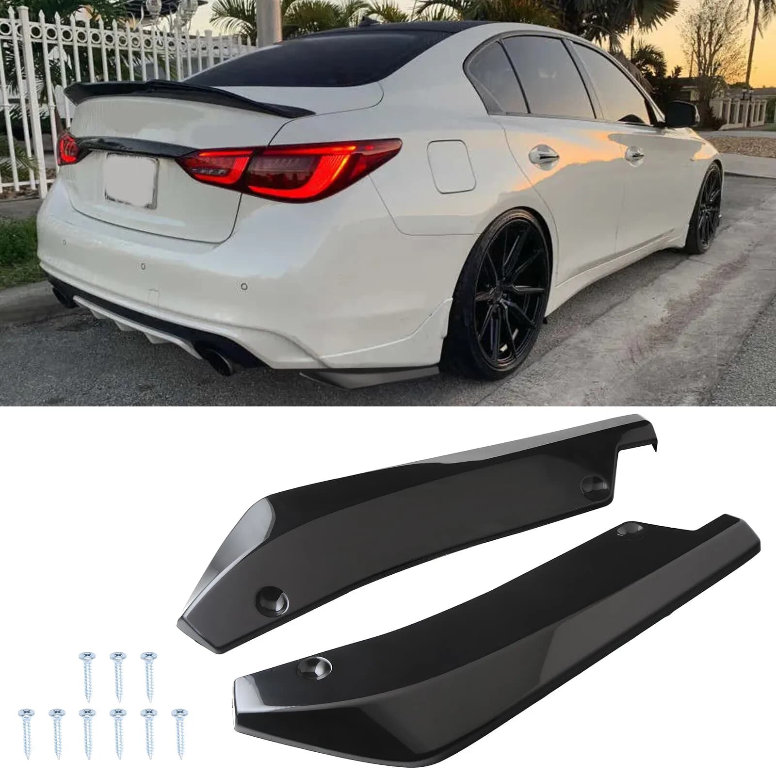 Auto Rear bumper Spoiler Splitter Lip Diffuser Black for Infiniti G37 Q50 Q60 Q70