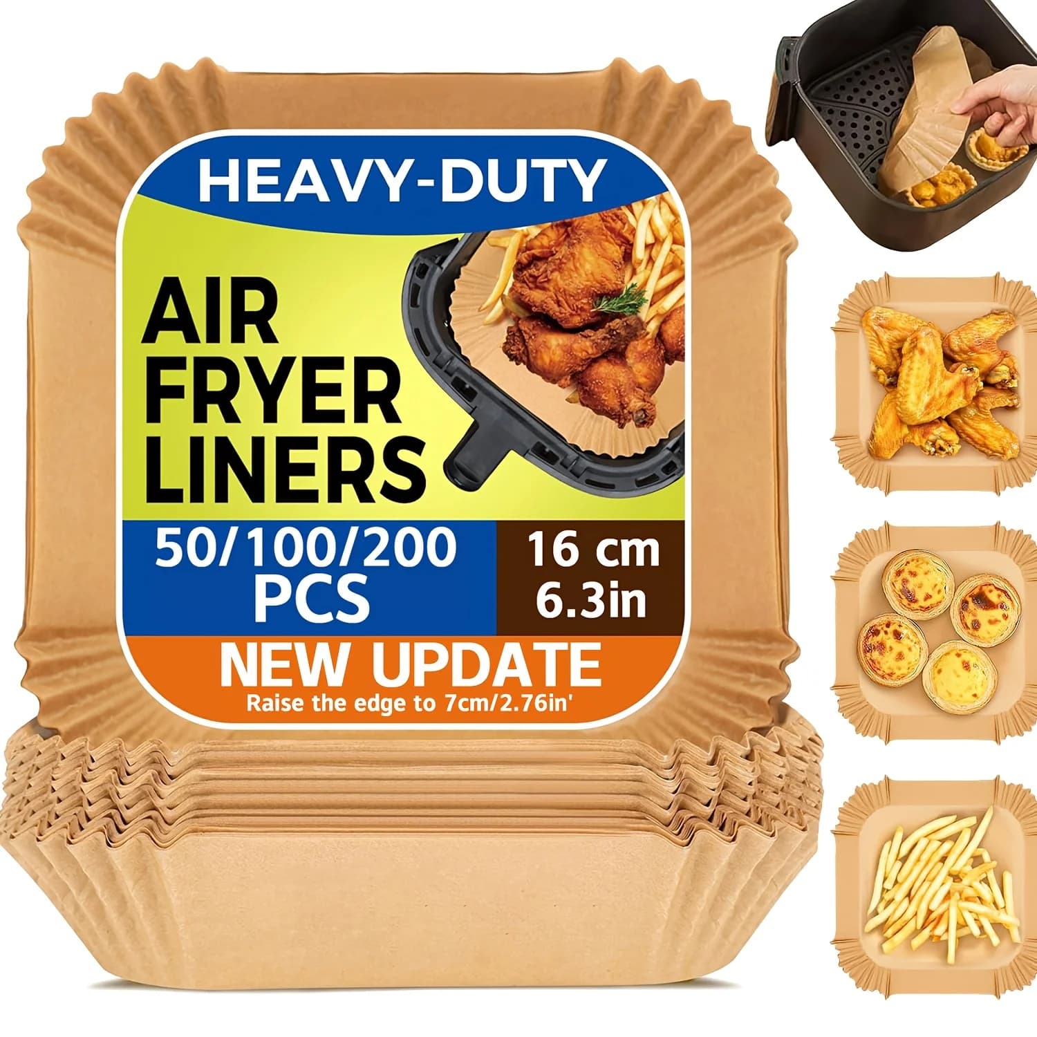100 Pieces of Air Fryer Anti-Frier Coatings | Oil and Heat Resistant Card, Easy to Clean for Air Fryers, Microwave, Ovens, Barbecue