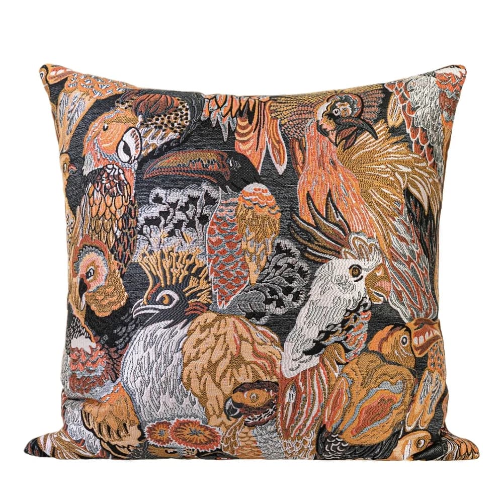 American Retro Orange Cushion Cover Parrot Bird High-precision Jacquard Pillowcase for Sofa Living Room Home Decor Pillow Cover