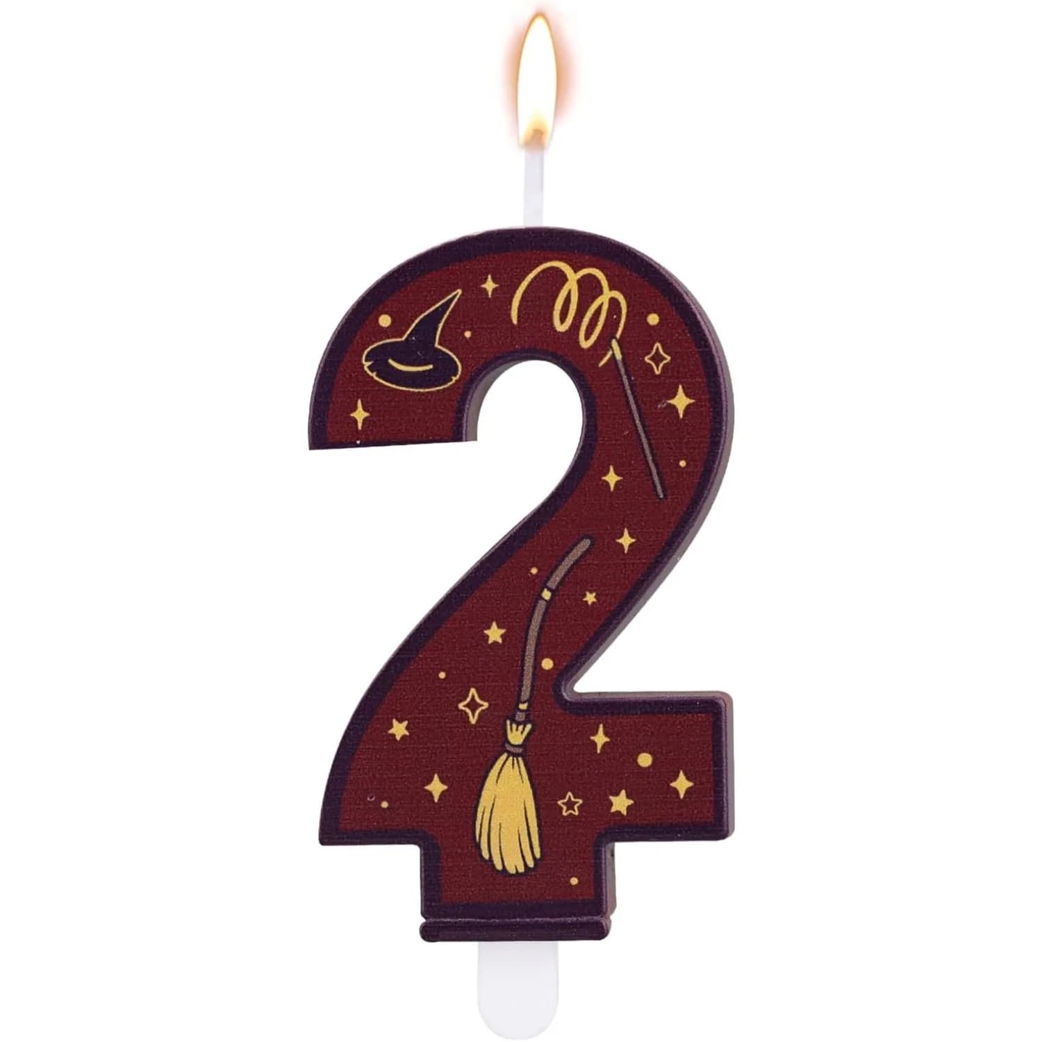 Set of 10 Magic Theme Brown Candles with Numbers from 0 to 9, Birthday Cake Decoration and Feste Supplies