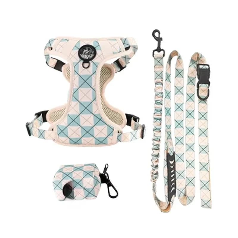 Set di guinzaglio e pettorina unici per cani, set di guinzaglio e collare in twill per cani, set di guinzaglio e collare per animali domestici, accessori per cani.
