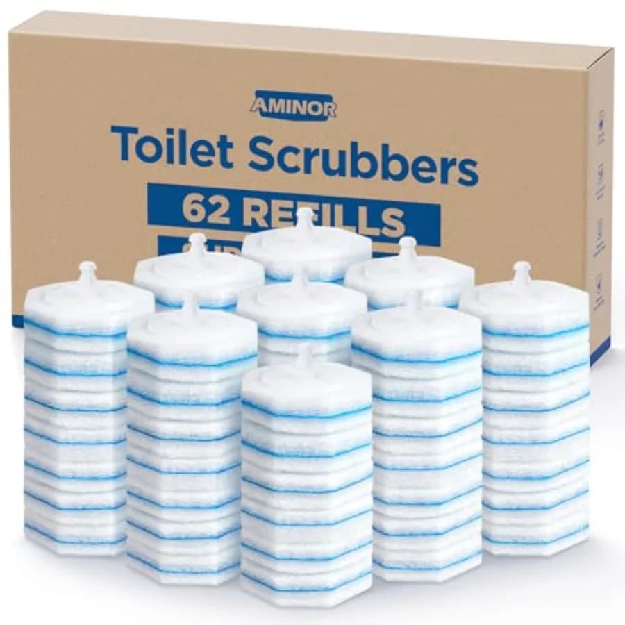 Confezione da 62 ricariche per la spazzola WC Clorox Wand con testine a 3 strati e detergenti per WC aggiornati per la rimozione del 99,9% delle macchie