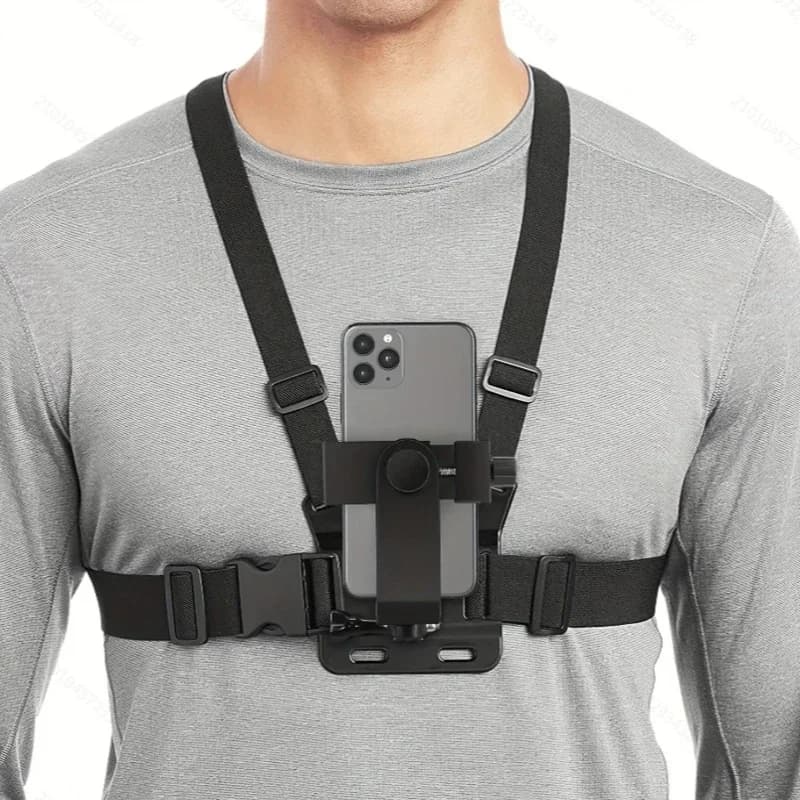 Adjustable Support for Phone with Clip and Petto Strap for Sports Camera and Cellular, Accessories Black