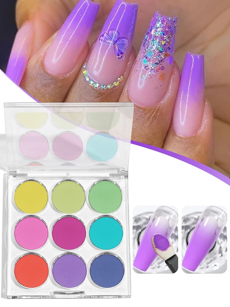9 colors/box Solid magic mirror powder palette Set of gradual pigments for nails Chrome dust Accessories for nail manicure powder for eye shadow