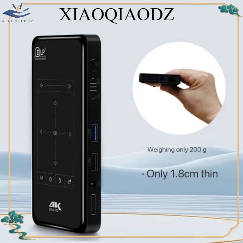 XIAOQIAODZ Mini proiettore 3D portatile P09-II 4K DLP USB 12V Proiettore Micro Android Batteria ricaricabile Tascabile Wifi Bluetooth