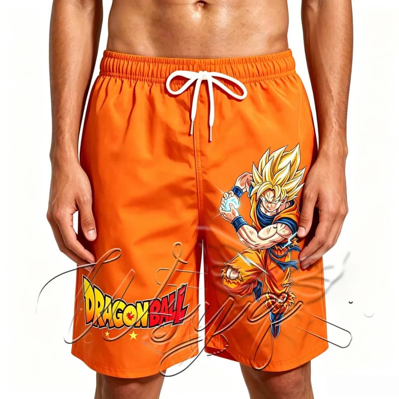 Summer Quick Dry Beach Shorts Unisex Retro Anime Sports Board Shorts Dynamic Fighting Figure 3D Print Lightweight Swim Trunks