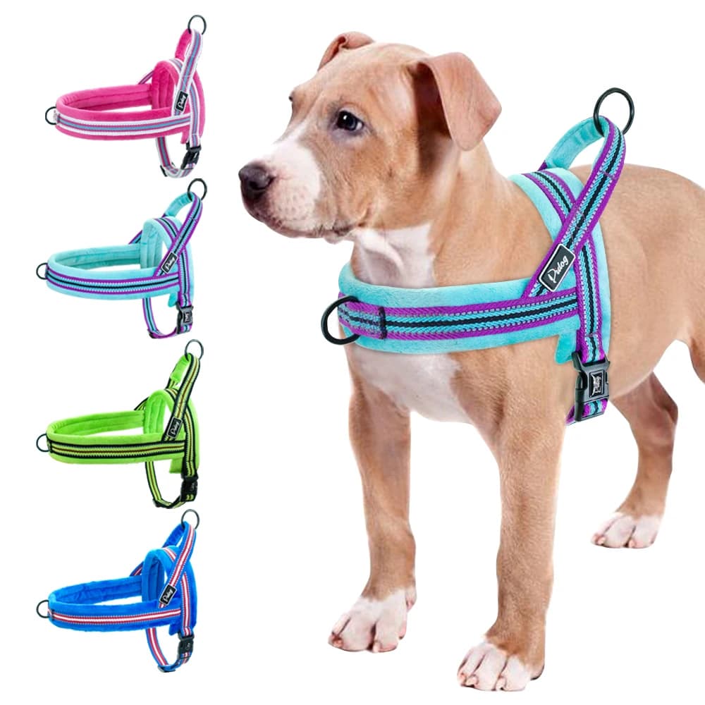 Pettorina per cani Gilet senza tirare Pettorina per cani riflettente Imbracature per cuccioli imbottite morbide regolabili per cani di taglia piccola, media e grande XS SML