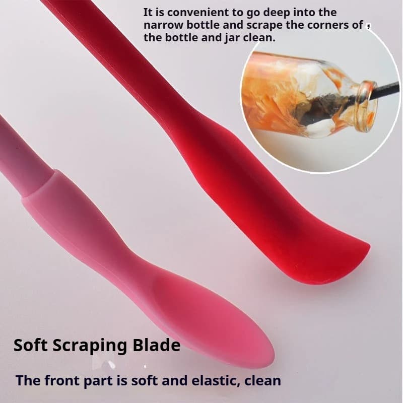 Cucchiaio in silicone per uso alimentare Mini spatola a punta Raschietto per pasta di avocado/ Barattolo cosmetico e lattina da cucina Spatola lunga per la pulizia della parete interna