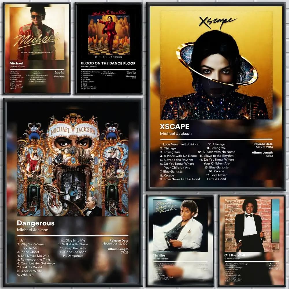 M-michael Jackson Album Cover Painting Calligraphy Wall Art Canvas Poster Premium Home Decor Print for Living Room Bedroom