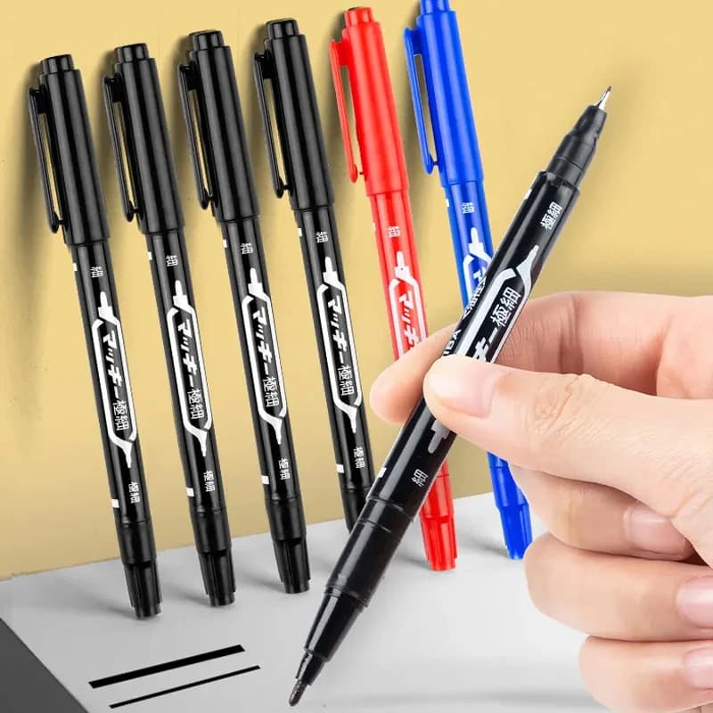 10 pezzi pennarelli permanenti penne manga impermeabile bifacciale inchiostro oleoso colorato schizzo pittura materiale scolastico d'arte cancelleria