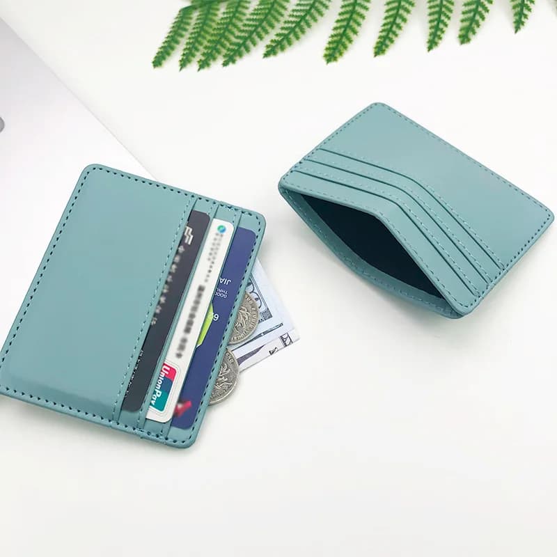 PU Leather ID Card Case - Slim Multi-Slot Holder for Bank/Credit Cards