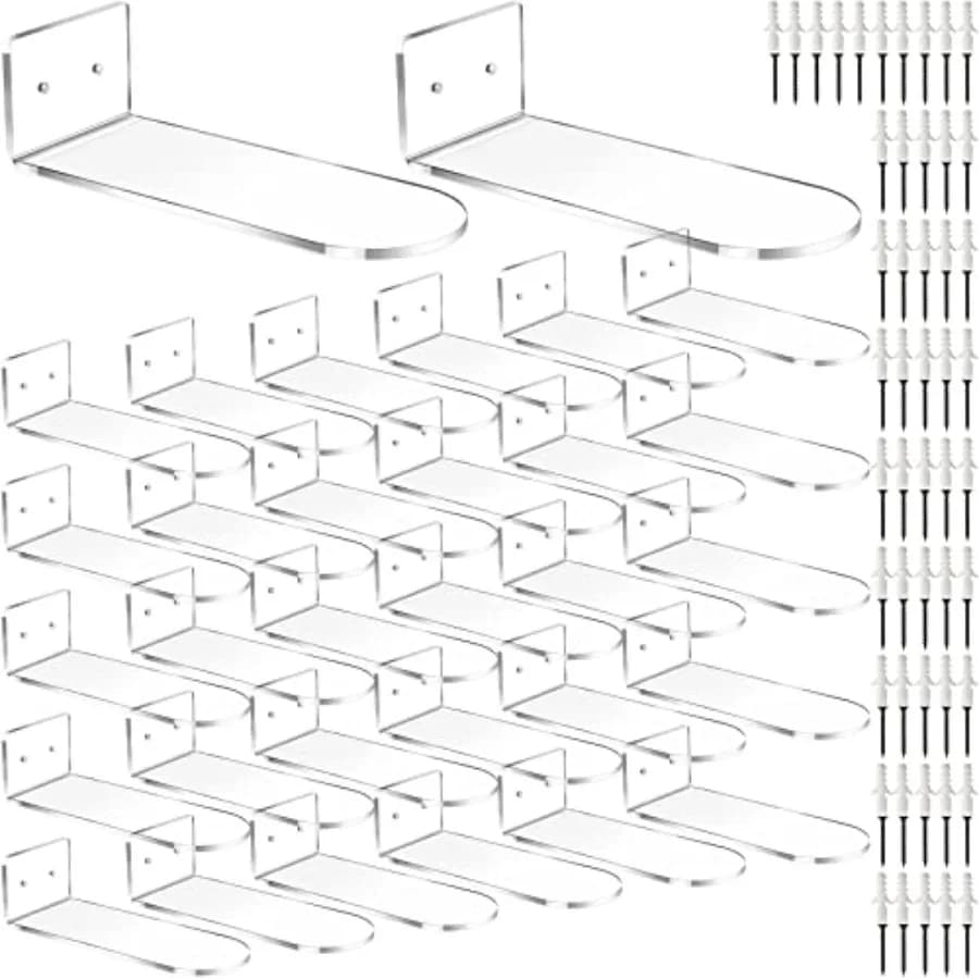 30 Pack Floatg Shoe Display Shelf for Closet Acrylic Clear Shoe Wall Shelf Wall Mounted Easy to stall Sneaker Shelves for Colle