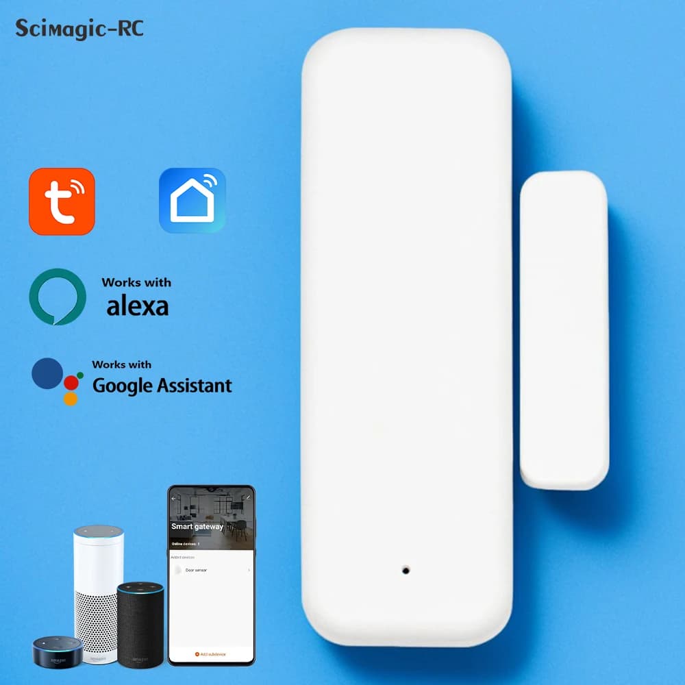 Tuya WiFi Sensore porta Sensore finestra Smart Home Rilevatore porta wireless Sistema di allarme porta aperta/chiusa per Alexa Google Home