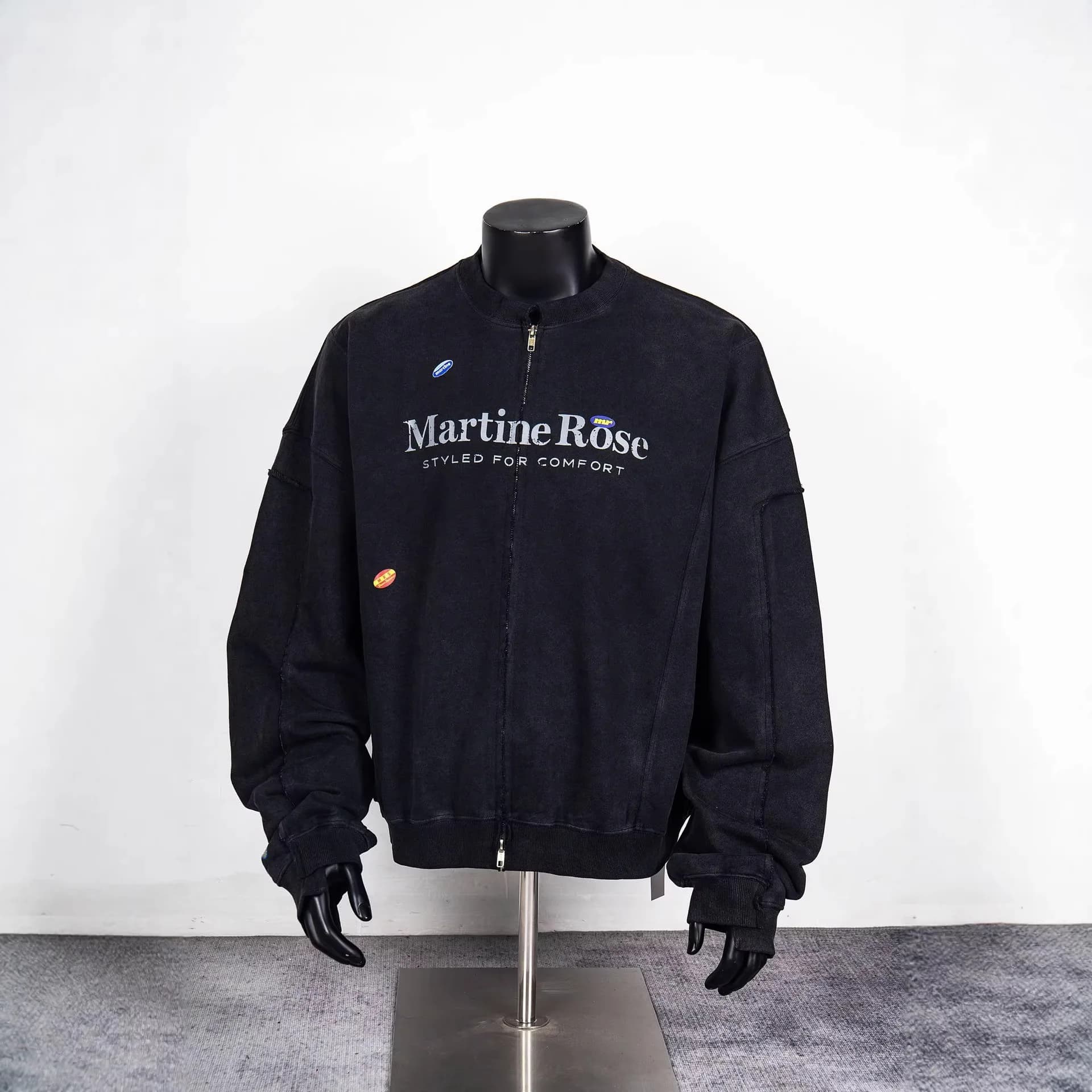 Martine rose water-washed process irregularly pieced together loose men's and women's zipper pullover jacket and hoodie