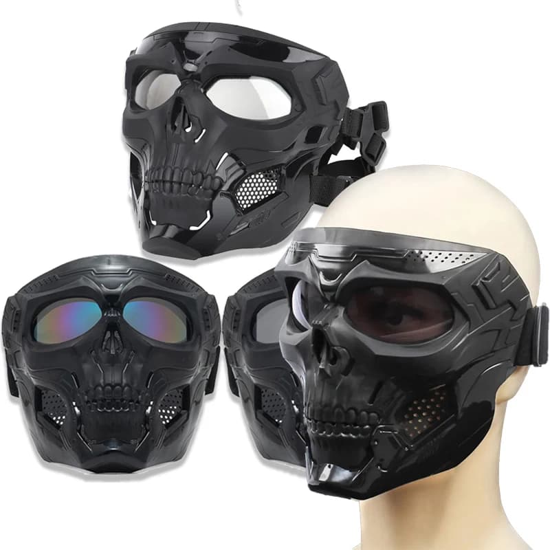 Skull Mask Motorcycle Mask Bicycle Riding Windproof Full Face Skeleton Protective Mask Colored Goggle Tactical Cycling Bike