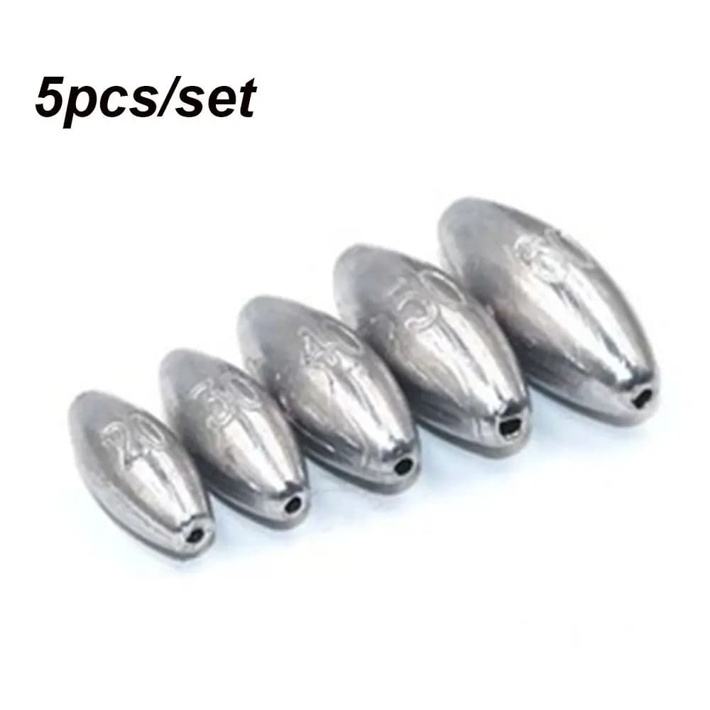 5 pz 3/5/8/10/15/20/30/40g A Forma di Oliva Piombo da pesca Piombo caduta Peso aggiuntivo Apertura Bocca Linea Piombini Gancio connettore