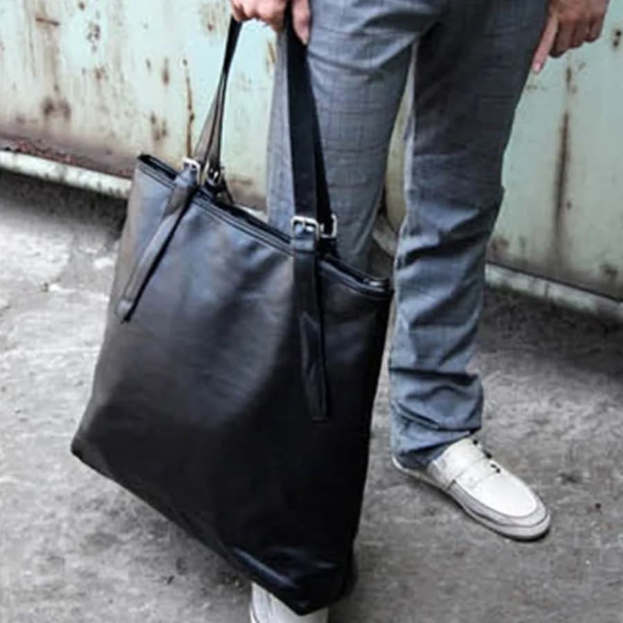 【Nuovo arrivo】Borsa tote grande in pelle da uomo, borsa a tracolla professionale per laptop, borsa da ufficio resistente all'acqua per lavoro e affari, nera
