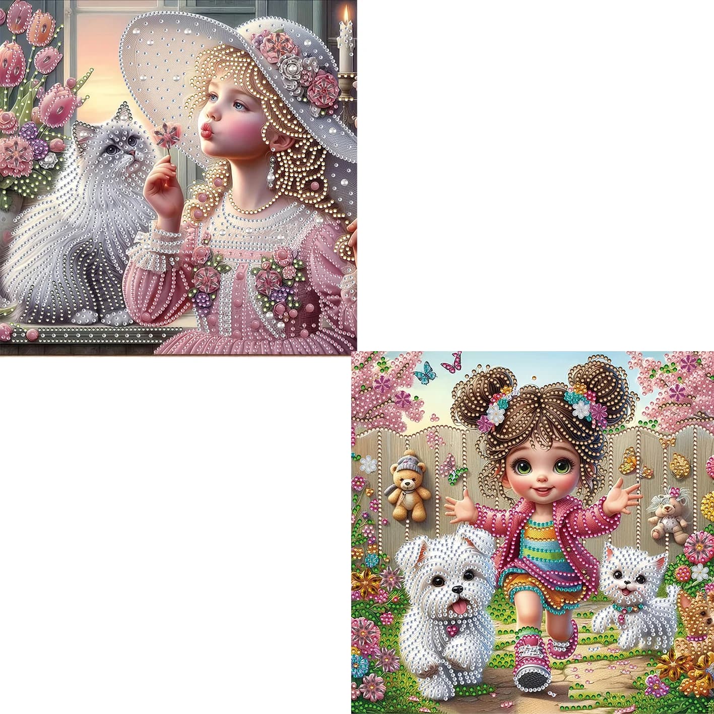 2-Pack Cute Animals Special Shape Diamond Art Painting Kit,Crystal Diamond Dot Kit for Home Wall Decoration Gift
