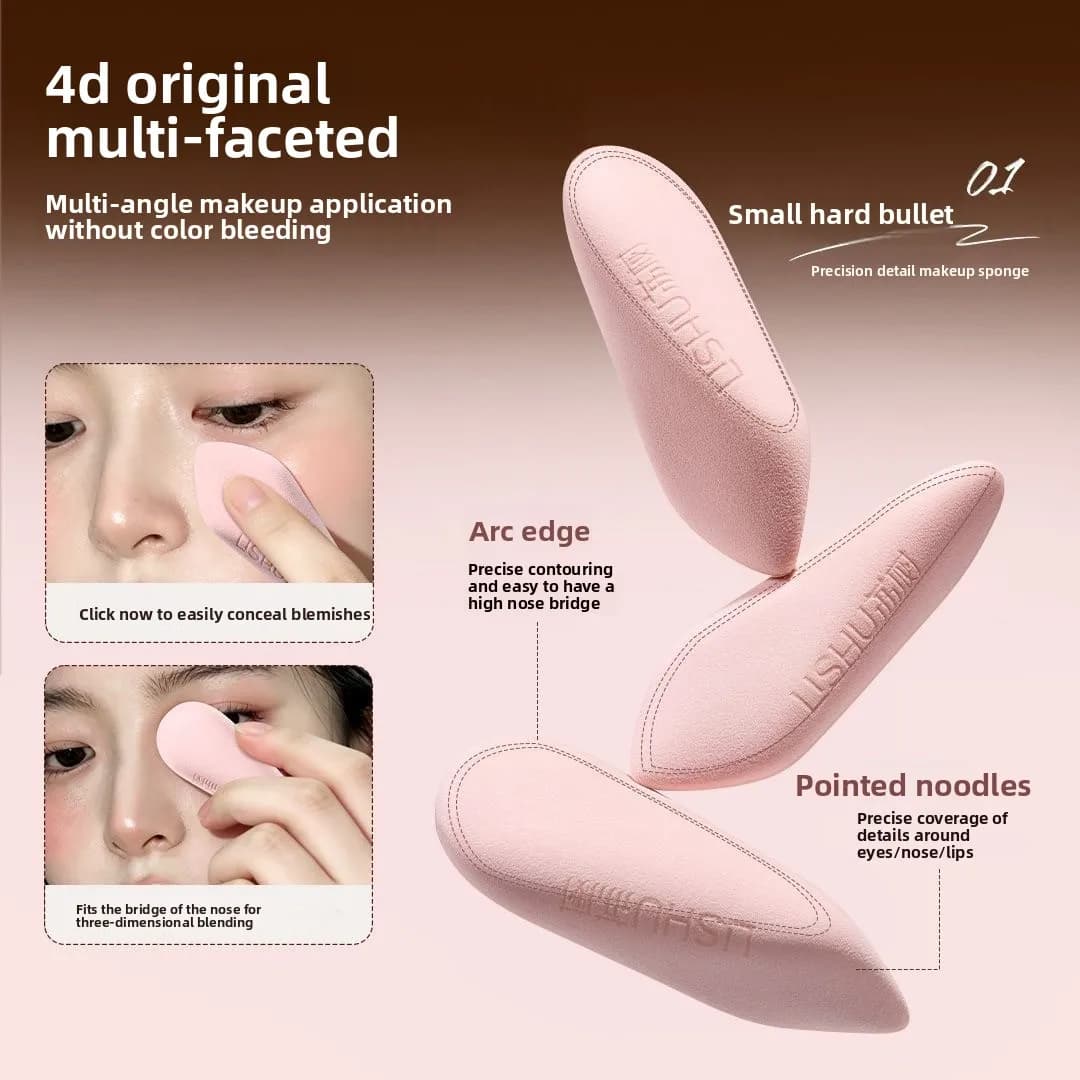 LISHU 2PCS 4D Makeup Sponge Powder Puff, Wet & Dry Foundation Setting Blender, Precision Detail Face Cosmetic Tool