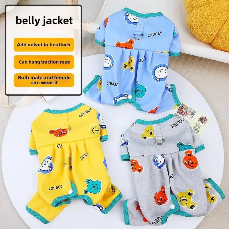 Copricostume in pile caldo per cani e gatti, protezione termica a quattro zampe, abbigliamento autunnale e invernale per animali domestici, pettorina per cani Teddy da esterno