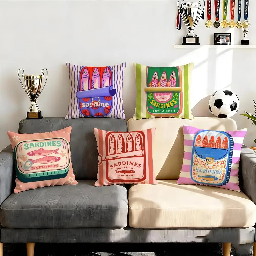 Set of 4 cushions in the shape of a sardine box, nice and decorative, 50x50 45x45 40x40, for sofa and home decor