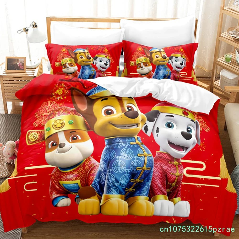 Paw Patrol Bedding Set Cartoon Anime Cute Puppy Duvet Cover With Pillowcase Soft Bedding Bedroom Decor Gift For Kids