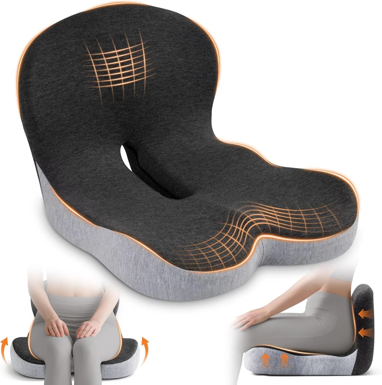 Coccyx Memory Foam Sedia Cuscino ortopedico Cuscino per sedile da ufficio Trattamento per emorroidi Seggiolino auto Grande cuscino Sollievo dal dolore Cuscino per coccige