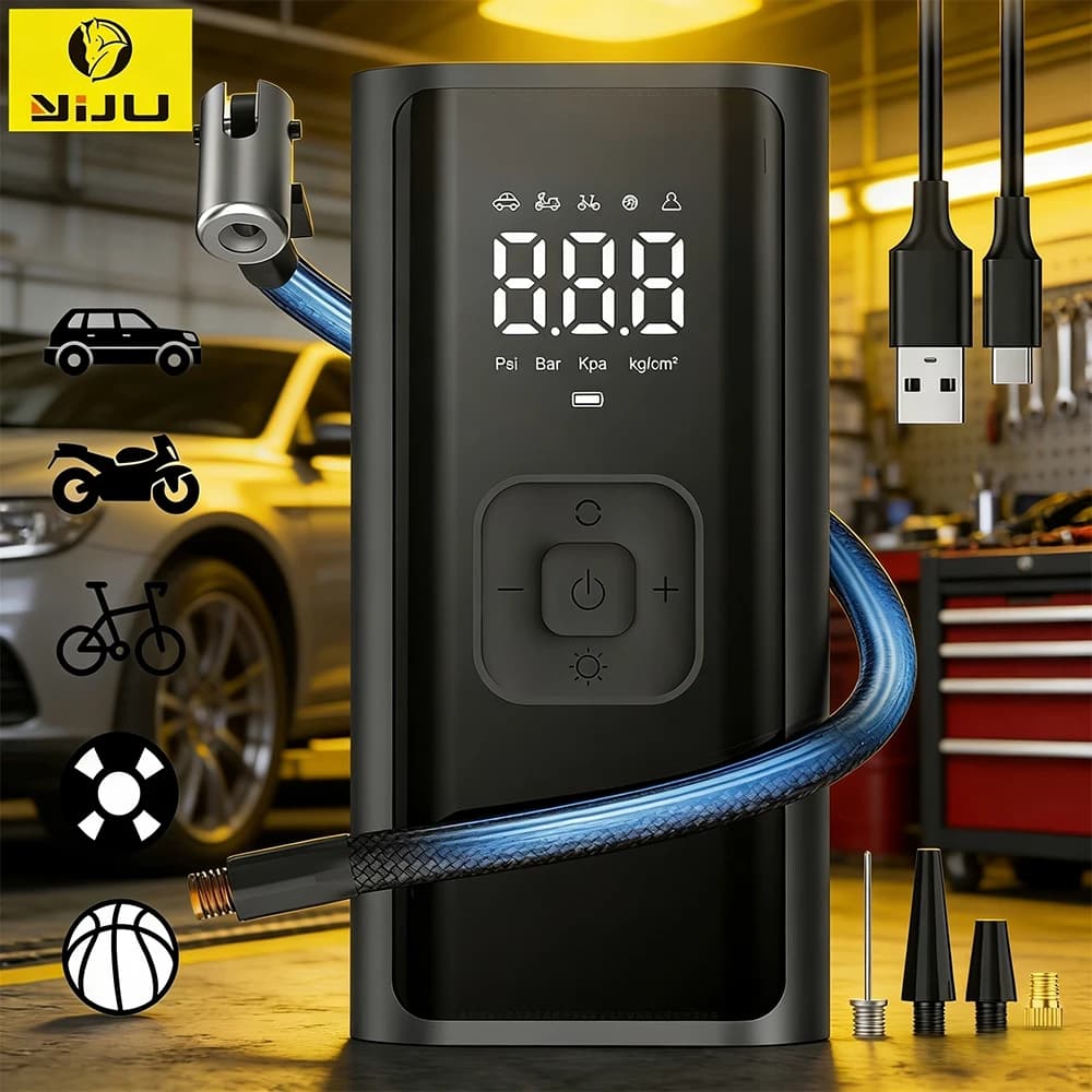 YIJU 150psi Pompa di Aria Senza Fili Portatile Elettrico Gonfiatore Dei Pneumatici Per Auto Bicicletta Moto Mini Compressore D'aria Pneumatico Iniettore di Aria
